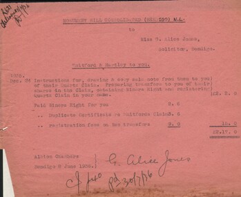 Document - MISS G ALICE JONES COLLECTION: ACCOUNT