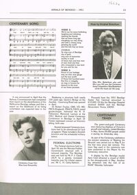 Document - BENDIGO CENTENARY COLLECTION: MUSIC AND WORDS: TO ''SONG OF BENDIGO'' (CENTENARY SONG - 1951), 30/10/1950