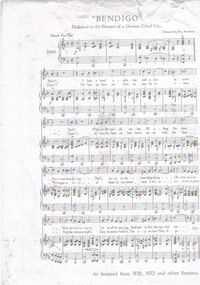 Document - MUSIC AND WORDS TO THE SONG OF ''BENDIGO'', 30/04/1932
