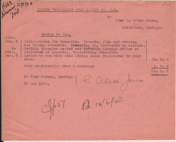 Document - MISS G ALICE JONES COLLECTION: ACCOUNT