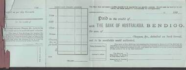 Book - THE BANK OF AUSTRALASIA BENDIGO CURRENT ACCOUNT CREDIT SLIPS BOOK