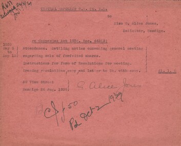 Document - MISS G ALICE JONES COLLECTION: ACCOUNT