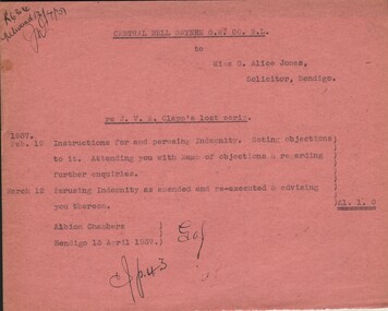 Document - MISS G ALICE JONES COLLECTION: ACCOUNT