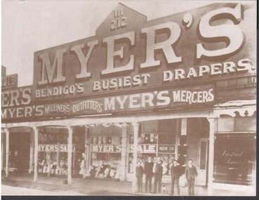 Postcard - BLACK AND WHITE POSTCARD OF THE FIRST MYER STORE AT BENDIGO