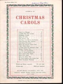 Book - CHRISTMAS CAROLS BOOKS PRODUCED BY ALLAN'S MUSIC (AUSTRALIA) PTY LTD