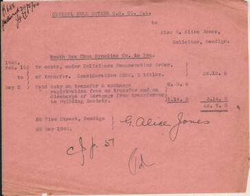 Document - MISS G ALICE JONES COLLECTION: ACCOUNT