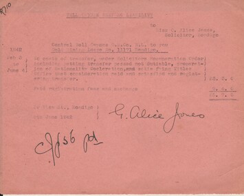 Document - MISS G ALICE JONES COLLECTION: ACCOUNT