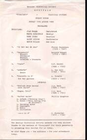 Document - BENDIGO HISTORICAL SOCIETY ENTERTAINMENT PROGRAMME: PIZZICATO CLASSICAL GUITARS
