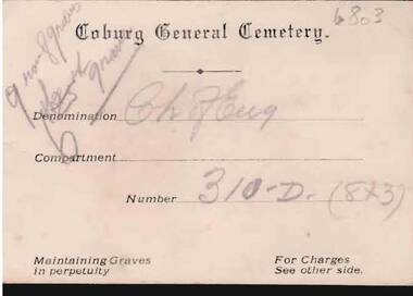 Document - COBURG GENERAL CEMETERY BUSINESS CARD