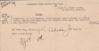 Document - MISS G ALICE JONES COLLECTION: ACCOUNT