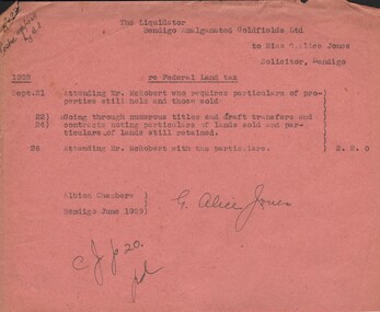 Document - MISS G ALICE JONES COLLECTION: ACCOUNT