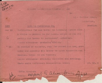 Document - MISS G ALICE JONES COLLECTION: ACCOUNT