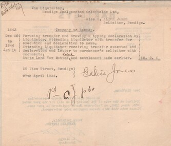 Document - MISS G ALICE JONES COLLECTION: ACCOUNT