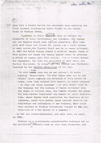 Document - NINE PAGE TYPEWRITTEN (DRAFT) PAPER: HISTORY OF THEATRE IN BENDIGO