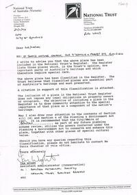 Document - LETTER FROM NATIONAL TRUST: INCLUSION OF ST JOHN'S CHURCH ON NATIONAL TRUST REGISTER, 27/11/1990