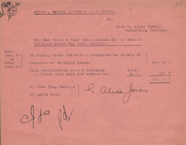 Document - MISS G ALICE JONES COLLECTION: ACCOUNT