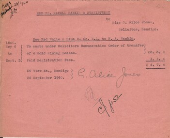 Document - MISS G ALICE JONES COLLECTION: ACCOUNT