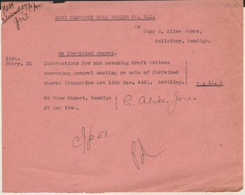 Document - MISS G ALICE JONES COLLECTION: ACCOUNT