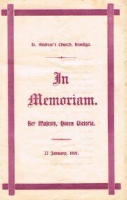 Document - ORDER OF SERVICE: ''IN MEMORIAM'' (QUEEN VICTORIA) ST ANDREW'S CHURCH, 27/1/1901