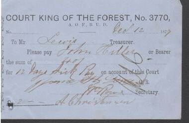 Document - ANCIENT ORDER OF FORESTERS NO. 3770 COLLECTION: TO PAY