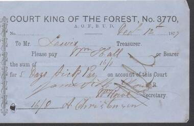 Document - ANCIENT ORDER OF FORESTERS NO. 3770 COLLECTION: TO PAY