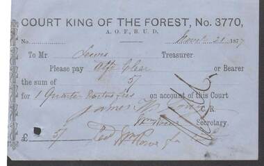 Document - ANCIENT ORDER OF FORESTERS NO. 3770 COLLECTION: TO PAY