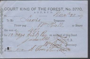 Document - ANCIENT ORDER OF FORESTERS NO. 3770 COLLECTION: TO PAY