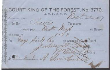 Document - ANCIENT ORDER OF FORESTERS NO. 3770 COLLECTION: TO PAY