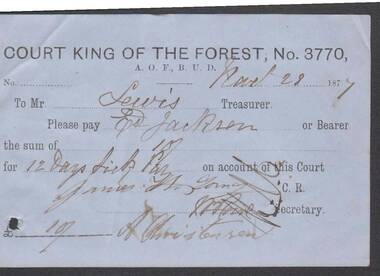 Document - ANCIENT ORDER OF FORESTERS NO. 3770 COLLECTION: TO PAY