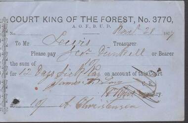 Document - ANCIENT ORDER OF FORESTERS NO. 3770 COLLECTION: TO PAY