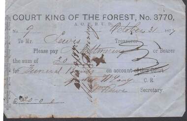Document - ANCIENT ORDER OF FORESTERS NO. 3770 COLLECTION: TO PAY