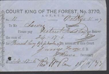 Document - ANCIENT ORDER OF FORESTERS NO. 3770 COLLECTION: TO PAY