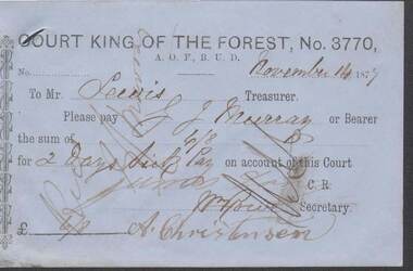 Document - ANCIENT ORDER OF FORESTERS NO. 3770 COLLECTION: TO PAY