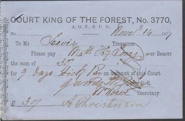 Document - ANCIENT ORDER OF FORESTERS NO. 3770 COLLECTION: TO PAY