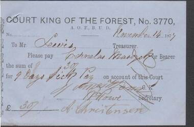 Document - ANCIENT ORDER OF FORESTERS NO. 3770 COLLECTION: TO PAY