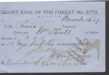Document - ANCIENT ORDER OF FORESTERS NO. 3770 COLLECTION: TO PAY
