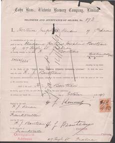 Document - COHN BROTHERS COLLECTION: SHARE TRANSFERS 1893