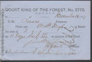 Document - ANCIENT ORDER OF FORESTERS NO. 3770 COLLECTION: TO PAY