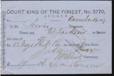 Document - ANCIENT ORDER OF FORESTERS NO. 3770 COLLECTION: TO PAY