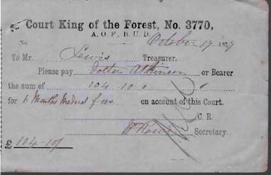 Document - ANCIENT ORDER OF FORESTERS NO. 3770 COLLECTION: TO PAY
