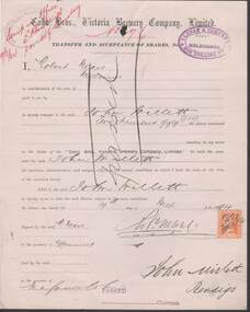 Document - COHN BROTHERS COLLECTION: SHARE TRANSFER CERTIFICATE 1894
