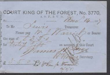 Document - ANCIENT ORDER OF FORESTERS NO. 3770 COLLECTION: TO PAY