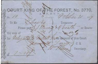 Document - ANCIENT ORDER OF FORESTERS NO. 3770 COLLECTION: TO PAY
