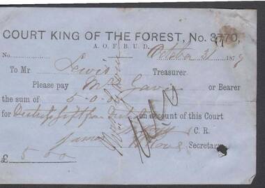 Document - ANCIENT ORDER OF FORESTERS NO. 3770 COLLECTION: TO PAY