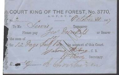Document - ANCIENT ORDER OF FORESTERS NO. 3770 COLLECTION: TO PAY