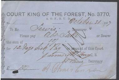 Document - ANCIENT ORDER OF FORESTERS NO. 3770 COLLECTION: TO PAY