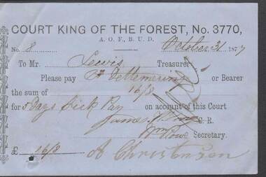 Document - ANCIENT ORDER OF FORESTERS NO. 3770 COLLECTION: TO PAY