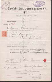Document - COHN BROTHERS COLLECTION: SHARE TRANSFER CERTIFICATE 1894