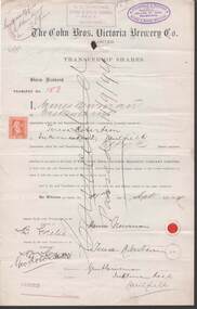 Document - COHN BROTHERS COLLECTION: SHARE TRANSFER COLLECTION 1894