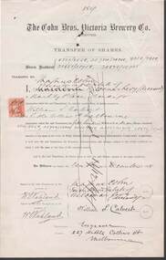 Document - COHN BROTHERS COLLECTION: SHARE TRANSFER CERTIFICATE 1894